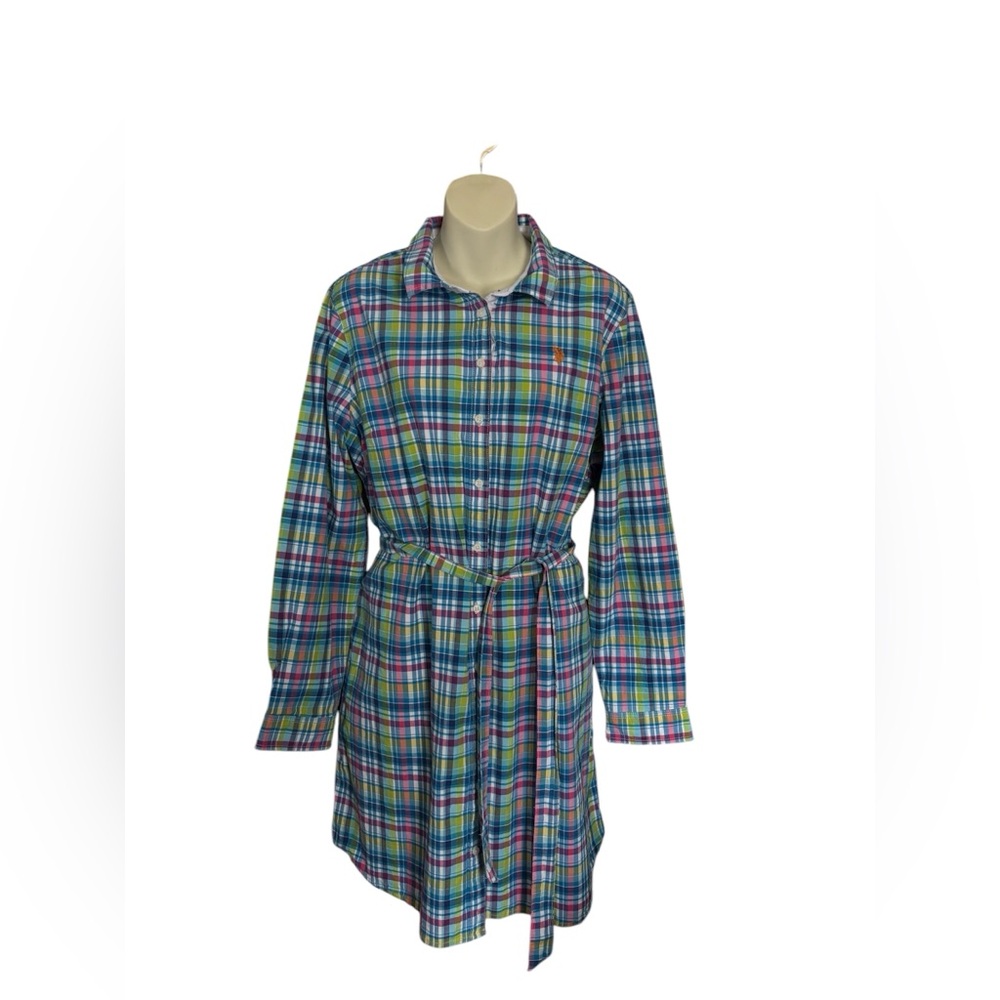 Polo Plaid Belted Shirt Dress